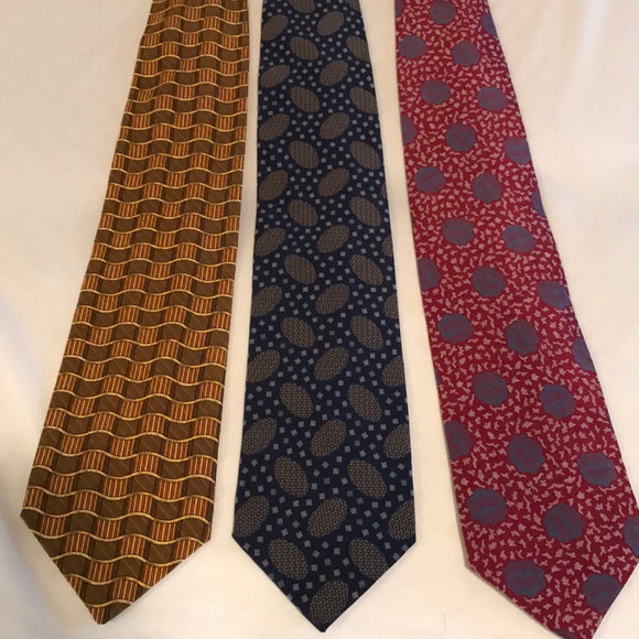💥HP💥Gorgeous Valentino Cravatte 3 Ties Gold Blue - Picture 1 of 8